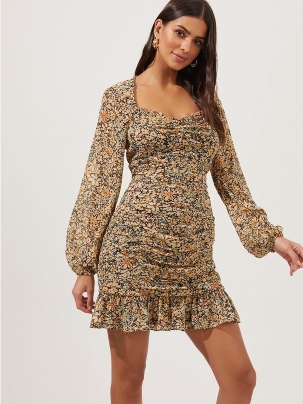 ASTR The Label Marcella Ruched Mini Dress